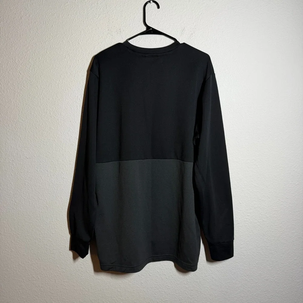 Adidas Sweatshirt Men XL Black Embroidered Logo Hi Low Hem Athletic Gym Training